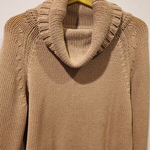 Loft, 100% cotton, x-small, beige turtleneck sweater